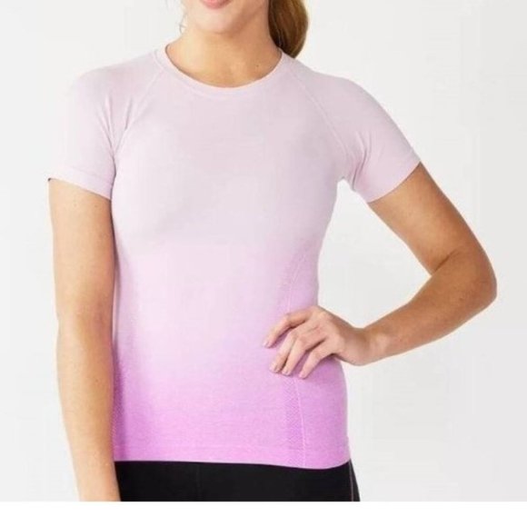 Womens Athletic Shirt Medium Purple Ombre Short Sleeve V-Neck Jersey Tek Gear - Picture 1 of 4